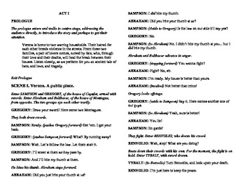 full text script of play romeo and juliet