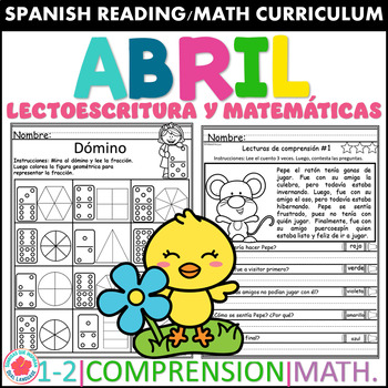 Preview of Abril Lecturas de Comprensión Repaso Escritura, Matemáticas, acentos