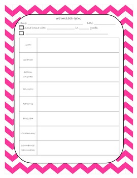 Preview of Absent Form and Newsletter - Hot Pink Chevron