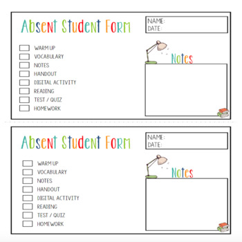 Absent Student Forms by Tori Gorosave - A Middle School Teacher's Journey