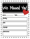 Absent Student Missing Work! Save Time! Stay Organized wit