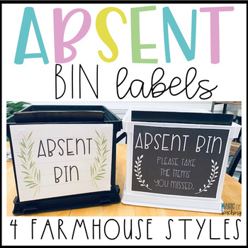 Preview of Absent Work Bin Labels - Farmhouse Style Classroom Organization