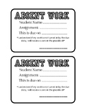 Absent Work Cards for Make-Up Work