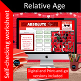 Absolute Age Valentines Day Digital or Printable Worksheets