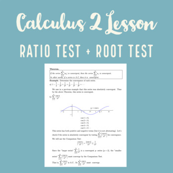Preview of Absolute Convergence Ratio Test Root Test Lesson for Series   Integral Calculus