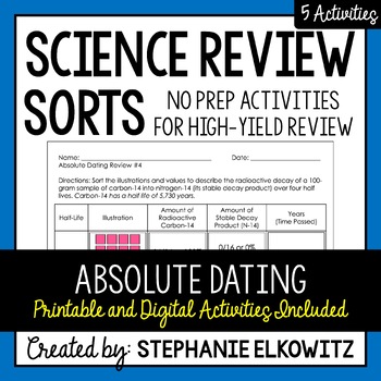 Preview of Absolute Dating (Radiometric Dating) Review Sort | Printable, Digital & Easel