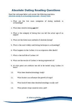 Preview of Absolute Dating Techniques in Archaeology Reading Questions Worksheet