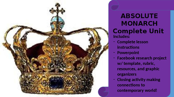 Preview of Absolute Monarch Unit--PPT, Group Activities, and Facebook Research Project