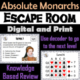 Absolute Monarchs Activity Escape Room (Age of Absolutism)