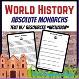 Absolute Monarchs *INCLUSION LEVEL* Comprehension W/Worksh