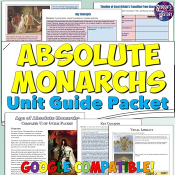 Preview of Absolute Monarchs Study Guide and Unit Packet: Map, Timeline, & Activities