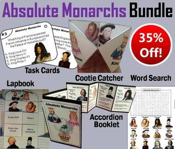 Preview of Absolute Monarchs Task Cards and Activities Bundle (Age of Absolutism)