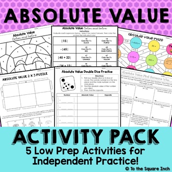 Preview of Absolute Value Activities -  Low Prep Absolute Value Games, Puzzles, Dice Game