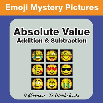 Absolute Value (Addition & Subtraction) Color-By-Number EMOJI Math Mystery Pictures