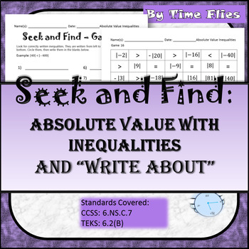 Preview of Absolute Value Comparisons using Inequalities Activity