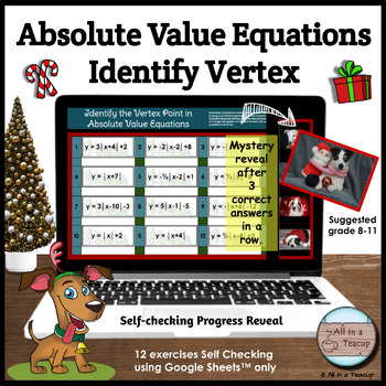 Preview of Absolute Value Equation Identify the Vertex Christmas Mystery Reveal Activity