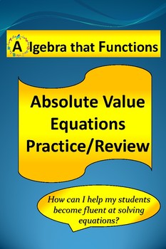 Preview of Absolute Value Equations Practice/Review *DISTANCE LEARNING