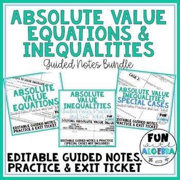 Preview of Absolute Value Equations & Inequalities EDITABLE Guided Notes Bundle