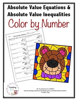 Preview of Absolute Value Equations and Inequalities Color by Number