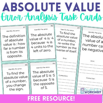 Preview of Absolute Value Error Analysis Task Cards