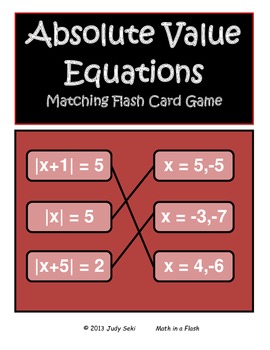 Preview of Absolute Value Flash Cards Matching Game