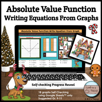Preview of Absolute Value Function Writing Equation from Graph Christmas Activity