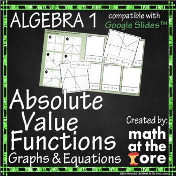 Preview of Absolute Value Functions - Matching - Graphs & Equations for Google Slides™