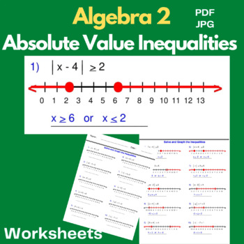 Preview of Absolute Value Inequalities - Algebra 2 - Solve and Graph the Inequalities