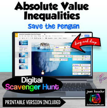 Preview of Absolute Value Inequalities Digital Scavenger Hunt  plus Print Version