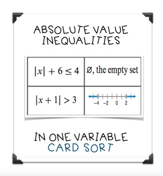 Preview of Absolute Value Inequality Card Sort