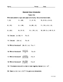 Absolute Value Introduction Problem Set