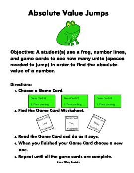 Preview of Absolute Value and Inequalities Jump Frog Game