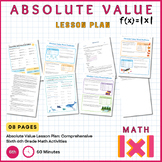 Absolute Value Lesson Plan: Comprehensive Sixth 6th Grade 