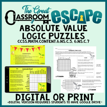 Preview of Absolute Value Logic Puzzles 6th Grade Activity Digital or Print
