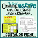 Absolute Value Logic Puzzles 6th Grade Activity Digital or Print