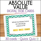 Absolute Value 6th Grade Math Task Cards & Quiz Digital Resource