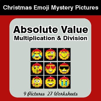 Absolute Value: Mult & Div - Christmas EMOJI Color By Number Math Mystery Pictures