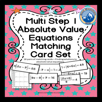 Preview of Absolute Value Multi Step Equation 1 Matching Card/ Card Sort Set