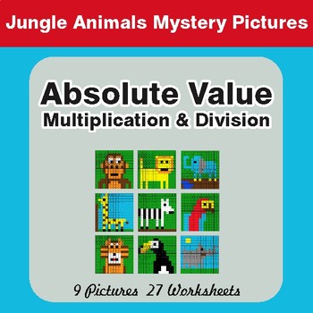 Absolute Value (Multiplication & Division) Color-By-Number Math Mystery Pictures