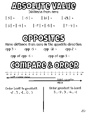 Absolute Value, Opposites, Compare and Order Integers Notes