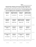 Absolute Value, Ordering and Comparing Integers Magic Square