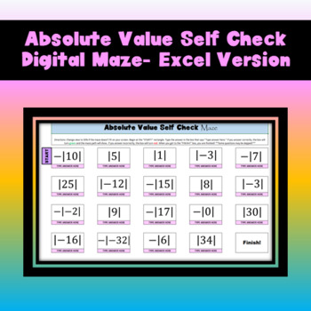 Preview of Absolute Value Self Check Maze- Excel Version