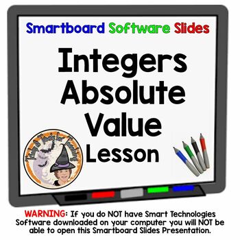 Preview of Integers Absolute Value Smartboard Slides Lesson