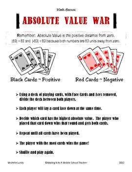 Preview of Absolute Value War