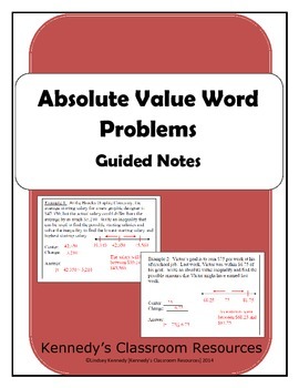 Preview of Absolute Value Word Problems - Guided Notes