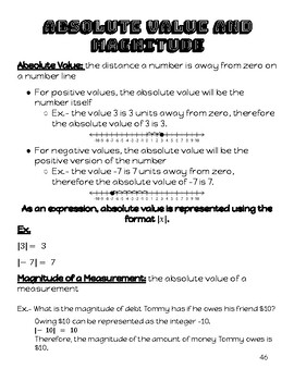 Preview of Absolute Value and Magnitude Anchor Chart