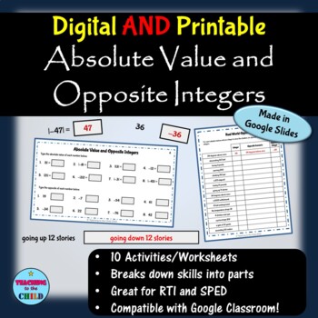 Preview of Absolute Value and Opposite Integers - Digital and Printable