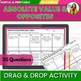 Absolute Value and Opposites 6th Grade Math Digital Drag a