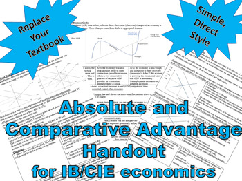 Preview of Absolute and Comparative Advantage - IB/CIE economics handout