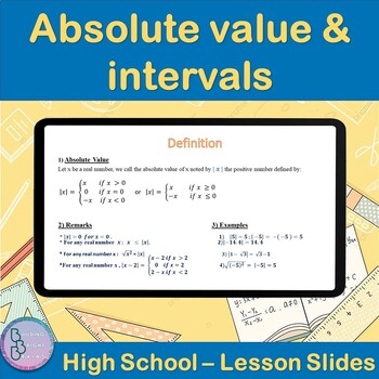 Preview of Absolute value and intervals | High School Math PowerPoint Lesson Slides